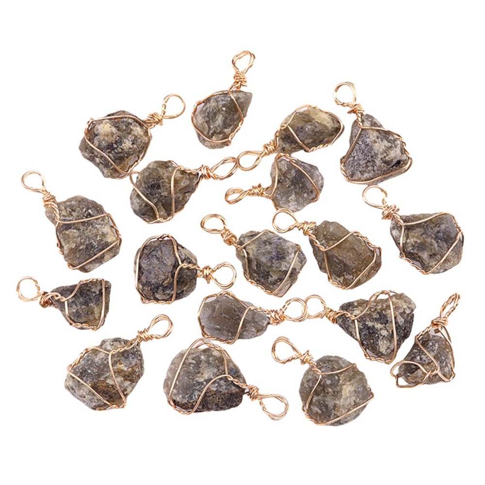 Pendants Gold Wire Wrapped  Irregular Nuggets Chakra Crystal StoneCharms for DIY Bracelets Necklaces Earrings Jewelry Making