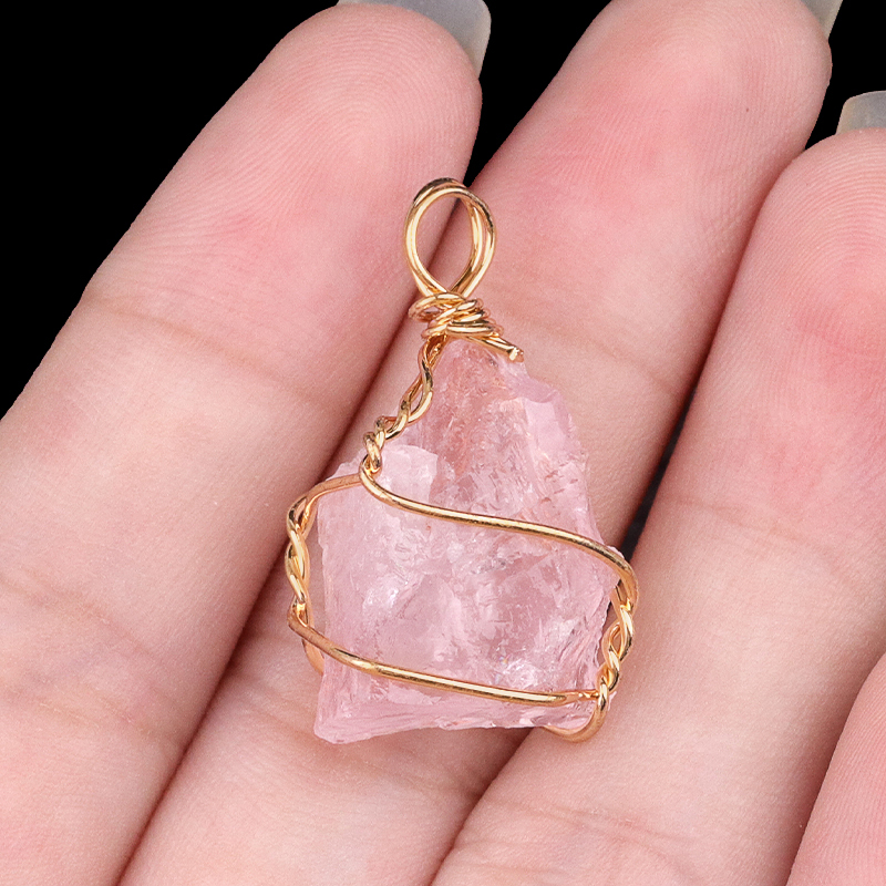 Pendants Gold Wire Wrapped  Irregular Nuggets Chakra Crystal StoneCharms for DIY Bracelets Necklaces Earrings Jewelry Making