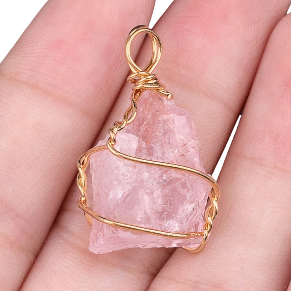 Pendants Gold Wire Wrapped  Irregular Nuggets Chakra Crystal StoneCharms for DIY Bracelets Necklaces Earrings Jewelry Making