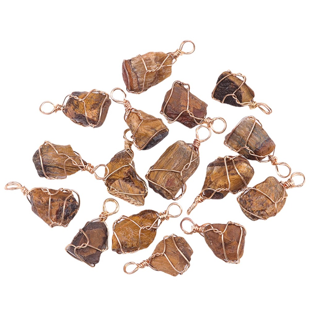 Pendants Gold Wire Wrapped  Irregular Nuggets Chakra Crystal StoneCharms for DIY Bracelets Necklaces Earrings Jewelry Making