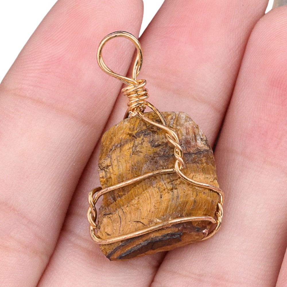 Pendants Gold Wire Wrapped  Irregular Nuggets Chakra Crystal StoneCharms for DIY Bracelets Necklaces Earrings Jewelry Making