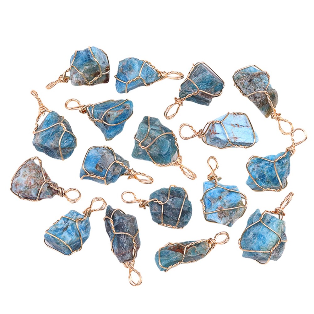 Pendants Gold Wire Wrapped  Irregular Nuggets Chakra Crystal StoneCharms for DIY Bracelets Necklaces Earrings Jewelry Making