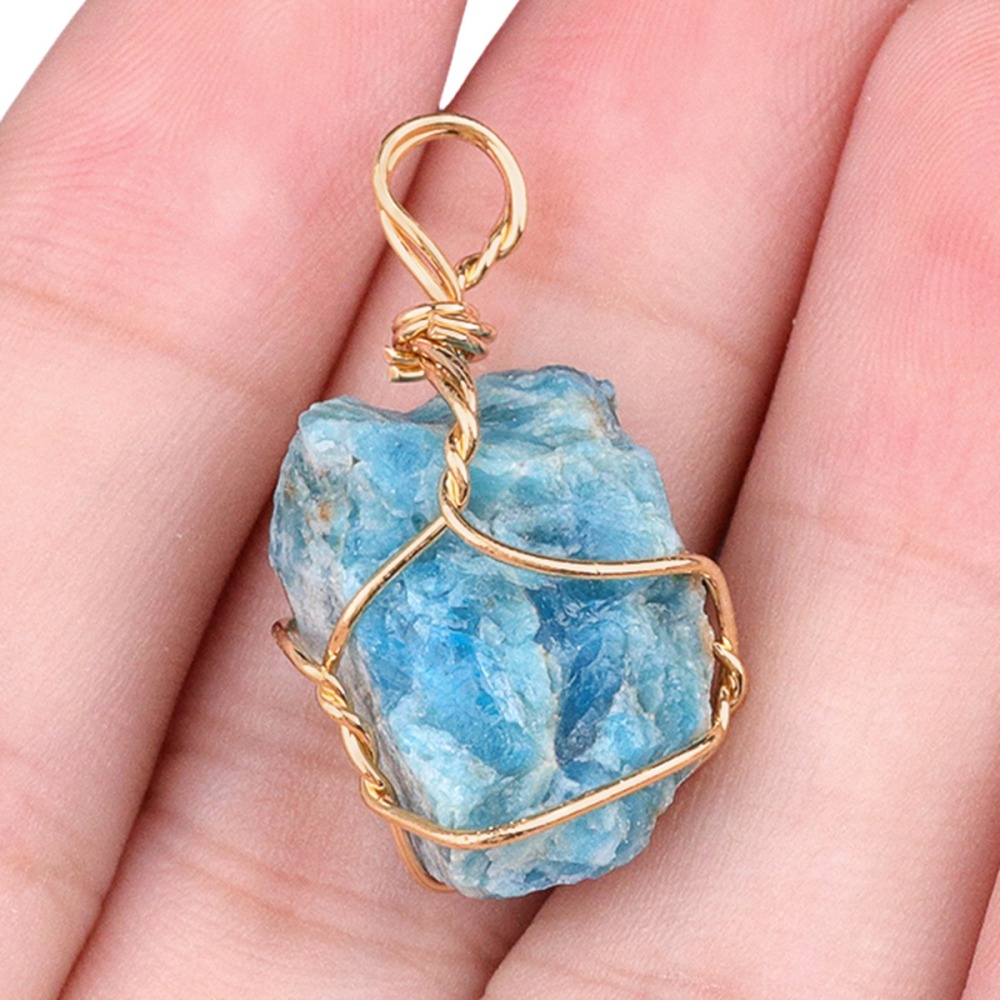 Pendants Gold Wire Wrapped  Irregular Nuggets Chakra Crystal StoneCharms for DIY Bracelets Necklaces Earrings Jewelry Making