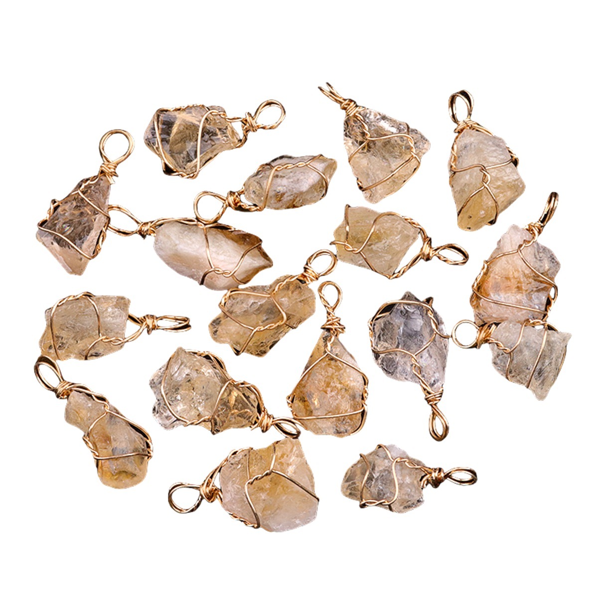 Natural Irregular Nuggets Chakra Crystal Stone Pendants Wire Wrapped Charms for DIY Bracelets Necklaces Earrings Jewelry Making