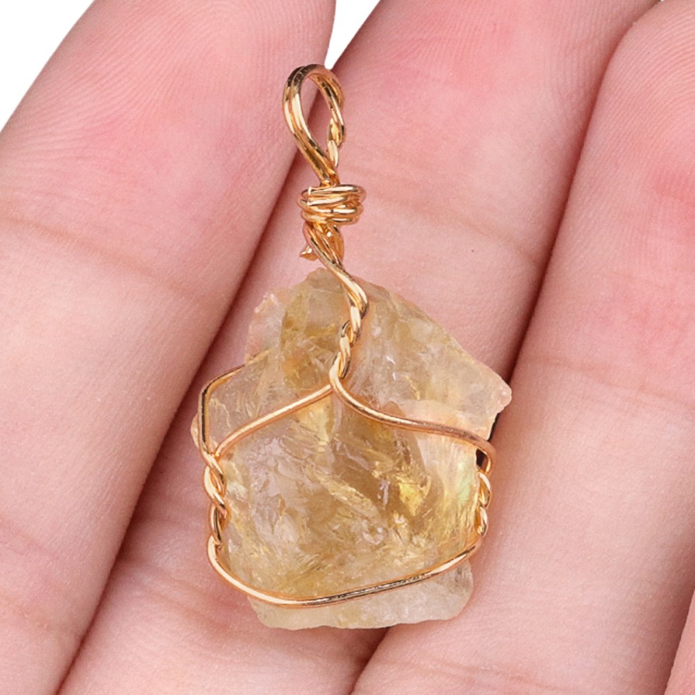Pendants Gold Wire Wrapped  Irregular Nuggets Chakra Crystal StoneCharms for DIY Bracelets Necklaces Earrings Jewelry Making