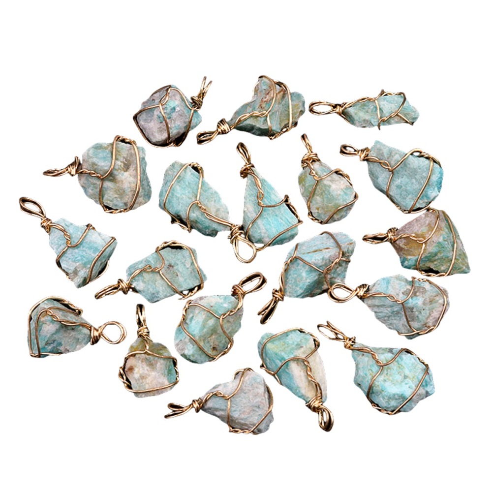 Pendants Gold Wire Wrapped  Irregular Nuggets Chakra Crystal StoneCharms for DIY Bracelets Necklaces Earrings Jewelry Making