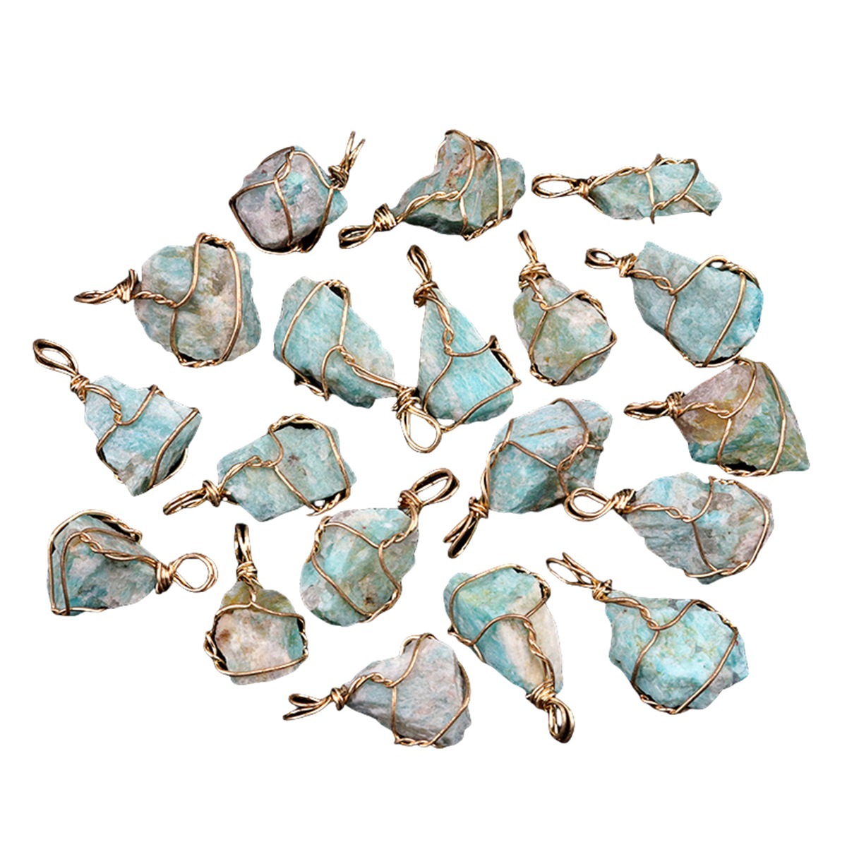 Pendants Gold Wire Wrapped  Irregular Nuggets Chakra Crystal StoneCharms for DIY Bracelets Necklaces Earrings Jewelry Making