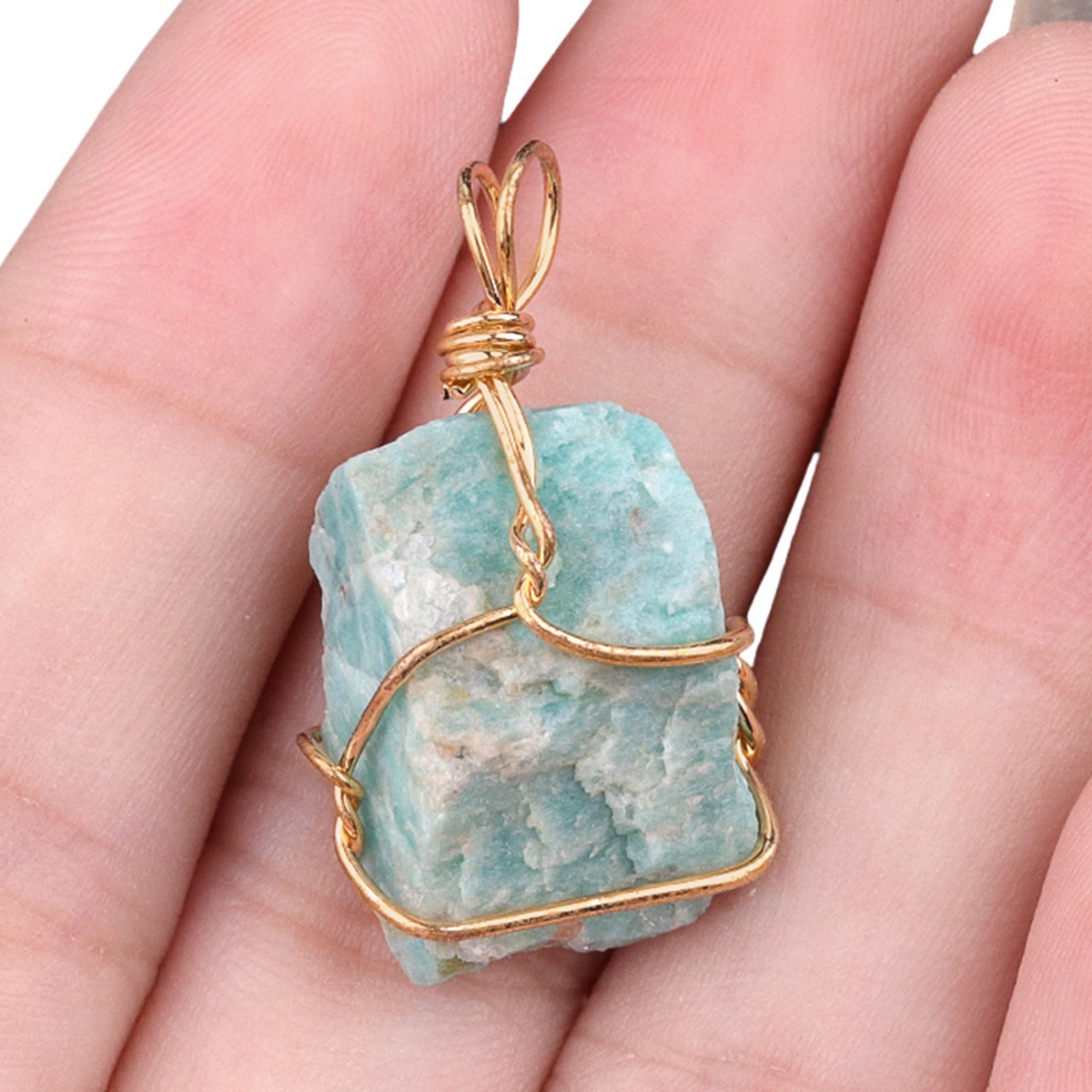 Pendants Gold Wire Wrapped  Irregular Nuggets Chakra Crystal StoneCharms for DIY Bracelets Necklaces Earrings Jewelry Making