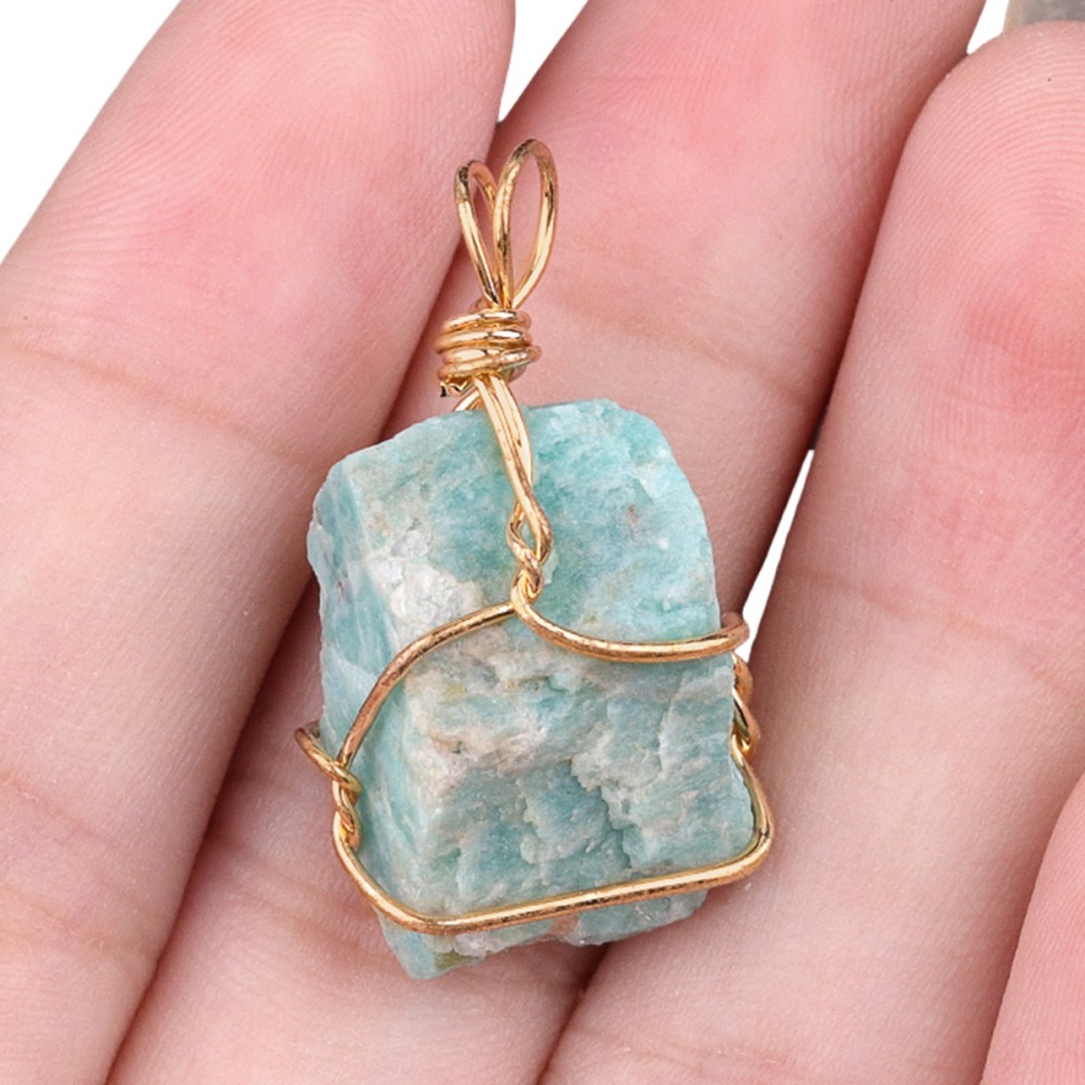 Pendants Gold Wire Wrapped  Irregular Nuggets Chakra Crystal StoneCharms for DIY Bracelets Necklaces Earrings Jewelry Making