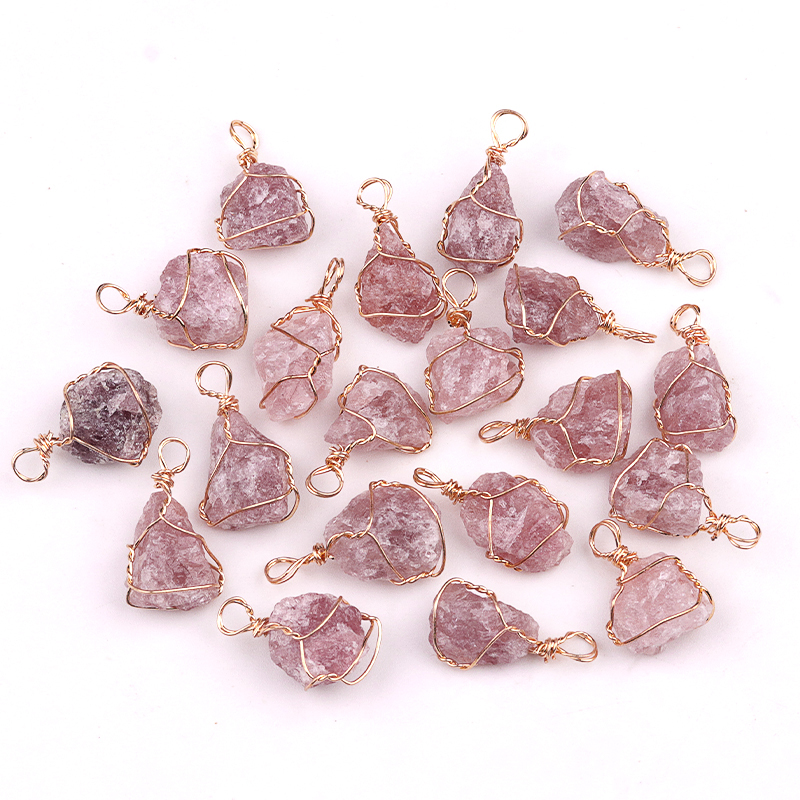 Pendants Gold Wire Wrapped  Irregular Nuggets Chakra Crystal StoneCharms for DIY Bracelets Necklaces Earrings Jewelry Making