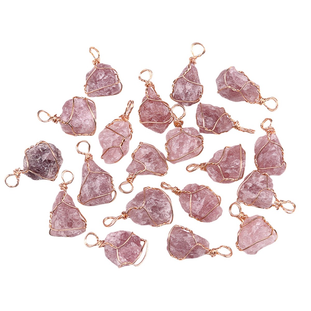 Pendants Gold Wire Wrapped  Irregular Nuggets Chakra Crystal StoneCharms for DIY Bracelets Necklaces Earrings Jewelry Making