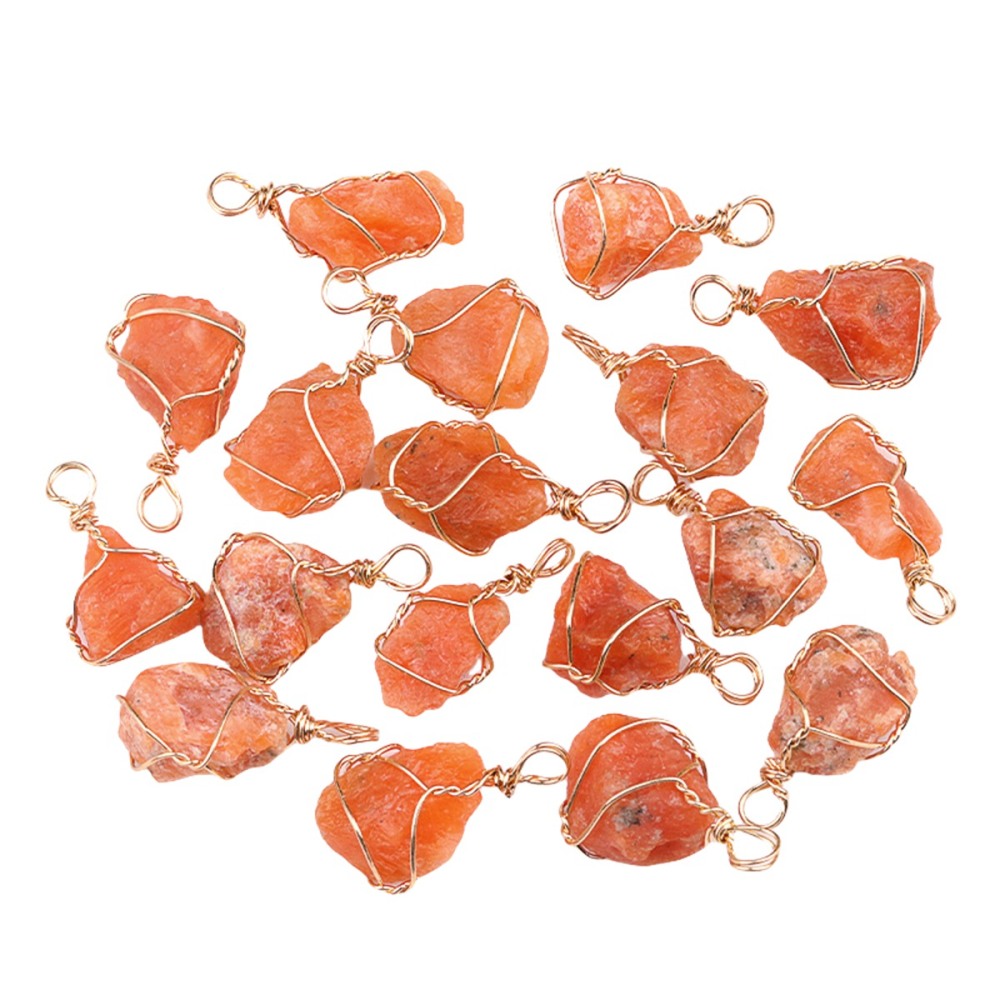 Pendants Gold Wire Wrapped  Irregular Nuggets Chakra Crystal StoneCharms for DIY Bracelets Necklaces Earrings Jewelry Making