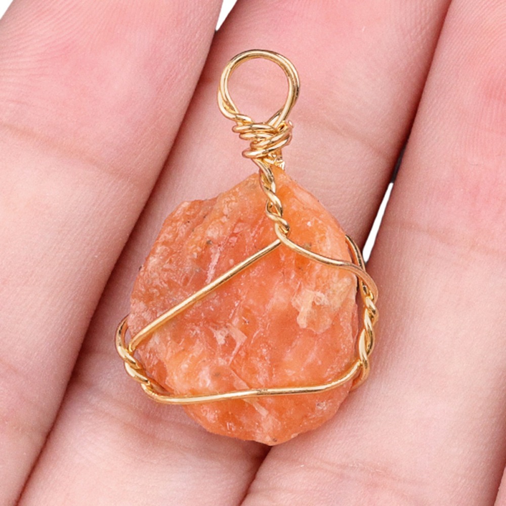 Pendants Gold Wire Wrapped  Irregular Nuggets Chakra Crystal StoneCharms for DIY Bracelets Necklaces Earrings Jewelry Making