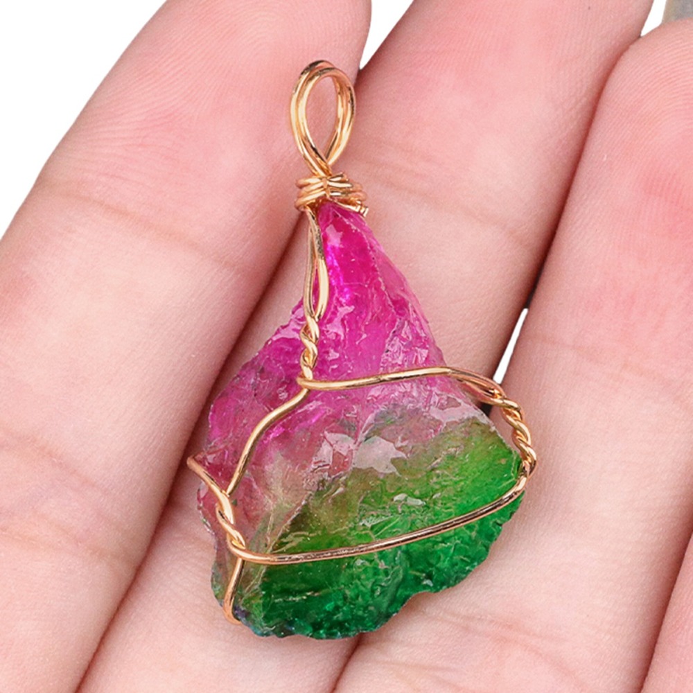 Pendants Gold Wire Wrapped  Irregular Nuggets Chakra Crystal StoneCharms for DIY Bracelets Necklaces Earrings Jewelry Making