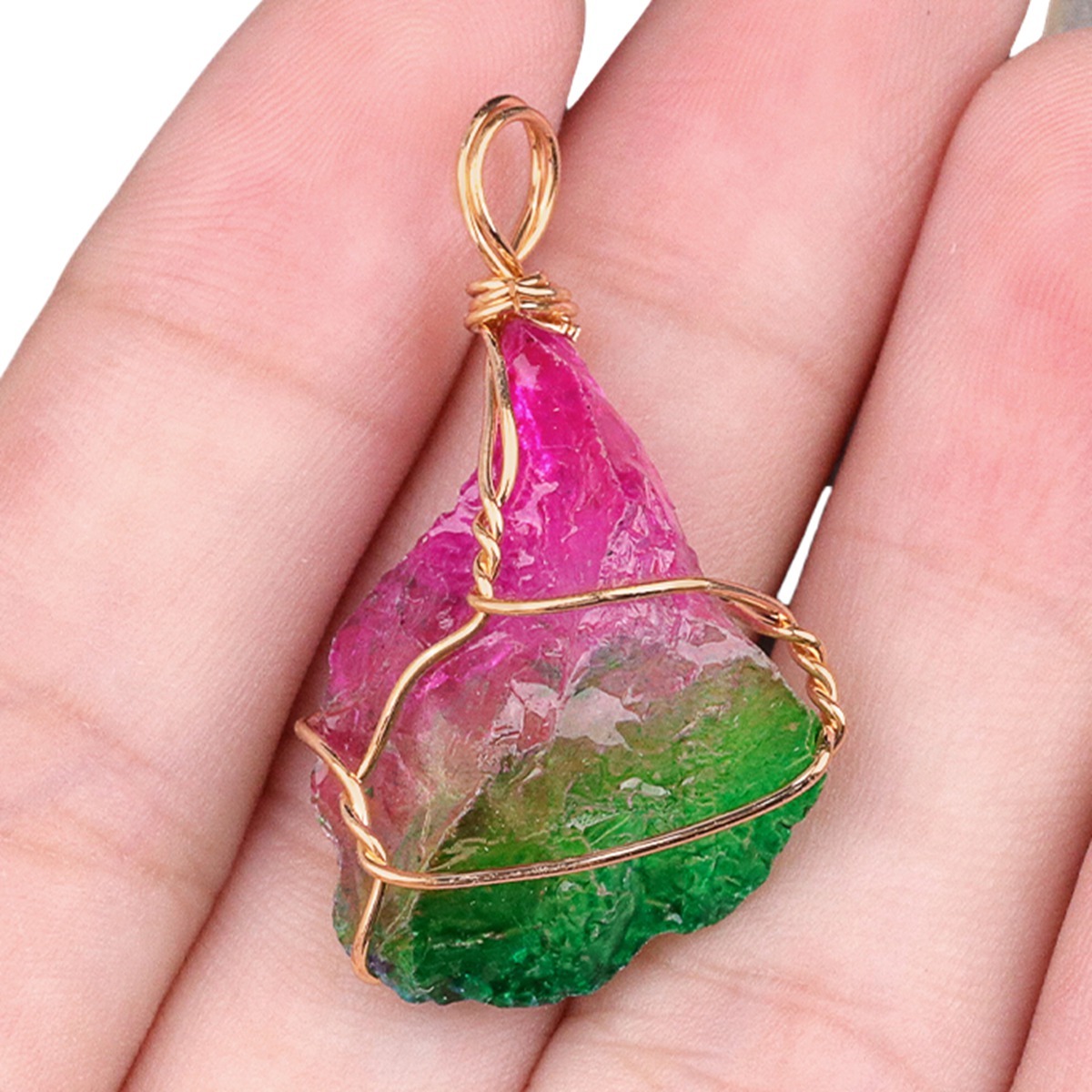 Pendants Gold Wire Wrapped  Irregular Nuggets Chakra Crystal StoneCharms for DIY Bracelets Necklaces Earrings Jewelry Making