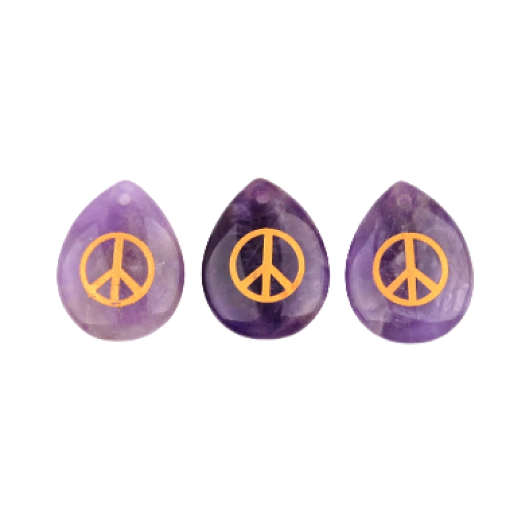 Gold Directional Sign " Peace " Teardrop Gemstone Pendant for Making Jewelry