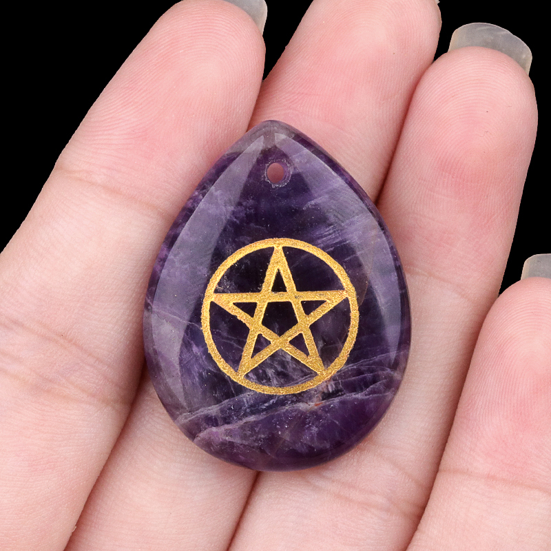 Gold Directional Sign " Pentagram" Teardrop Gemstone Pendant for Making Jewelry