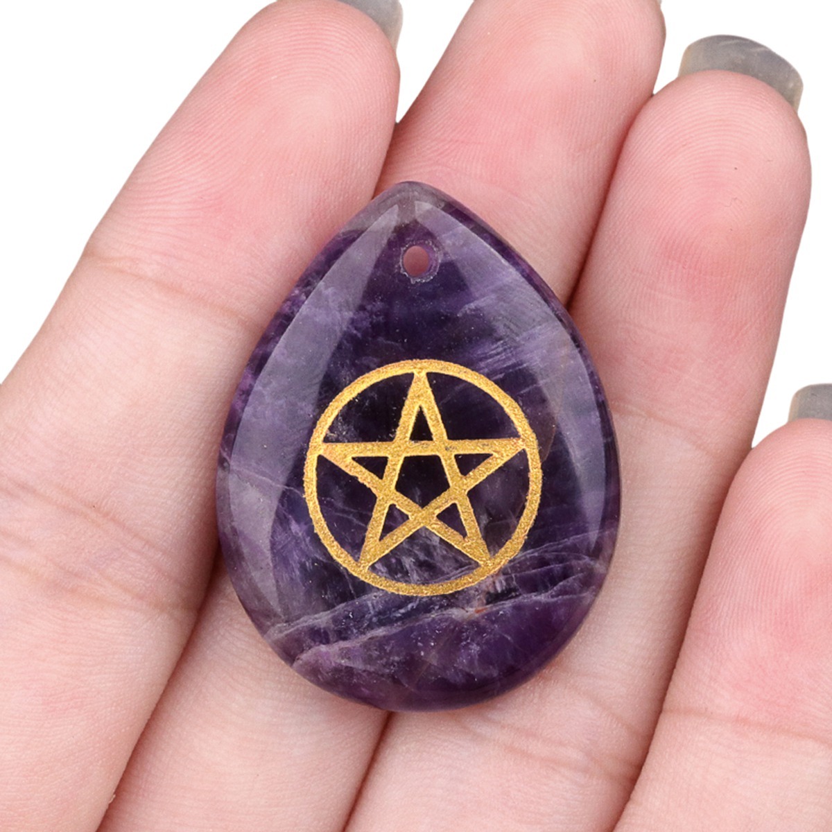 Gold Directional Sign " Pentagram" Teardrop Gemstone Pendant for Making Jewelry