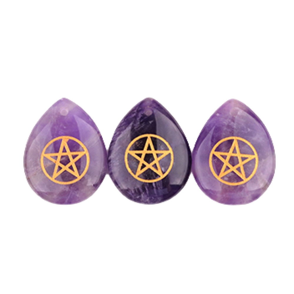 Gold Directional Sign " Pentagram" Teardrop Gemstone Pendant for Making Jewelry