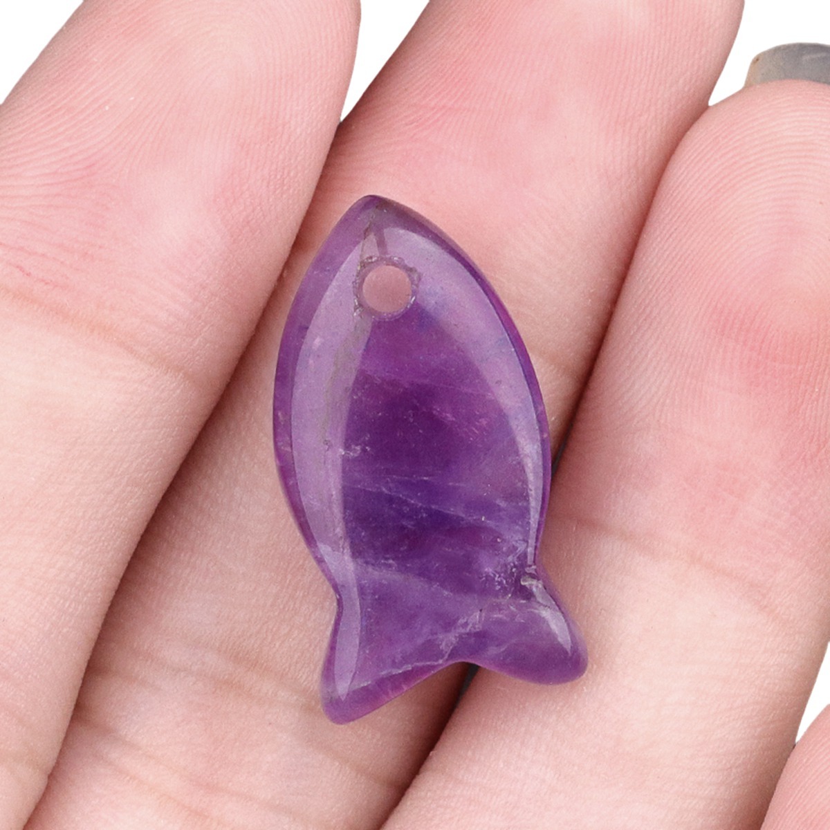 Handmade Craved Fish Gemstone Pendant for Making Jewelry 12X20MM