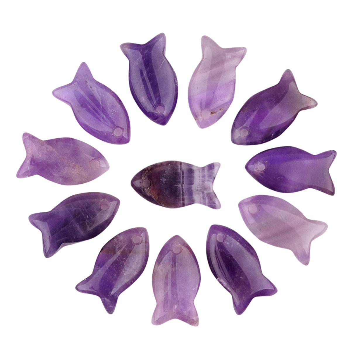 Handmade Craved Fish Gemstone Pendant for Making Jewelry 20X38MM
