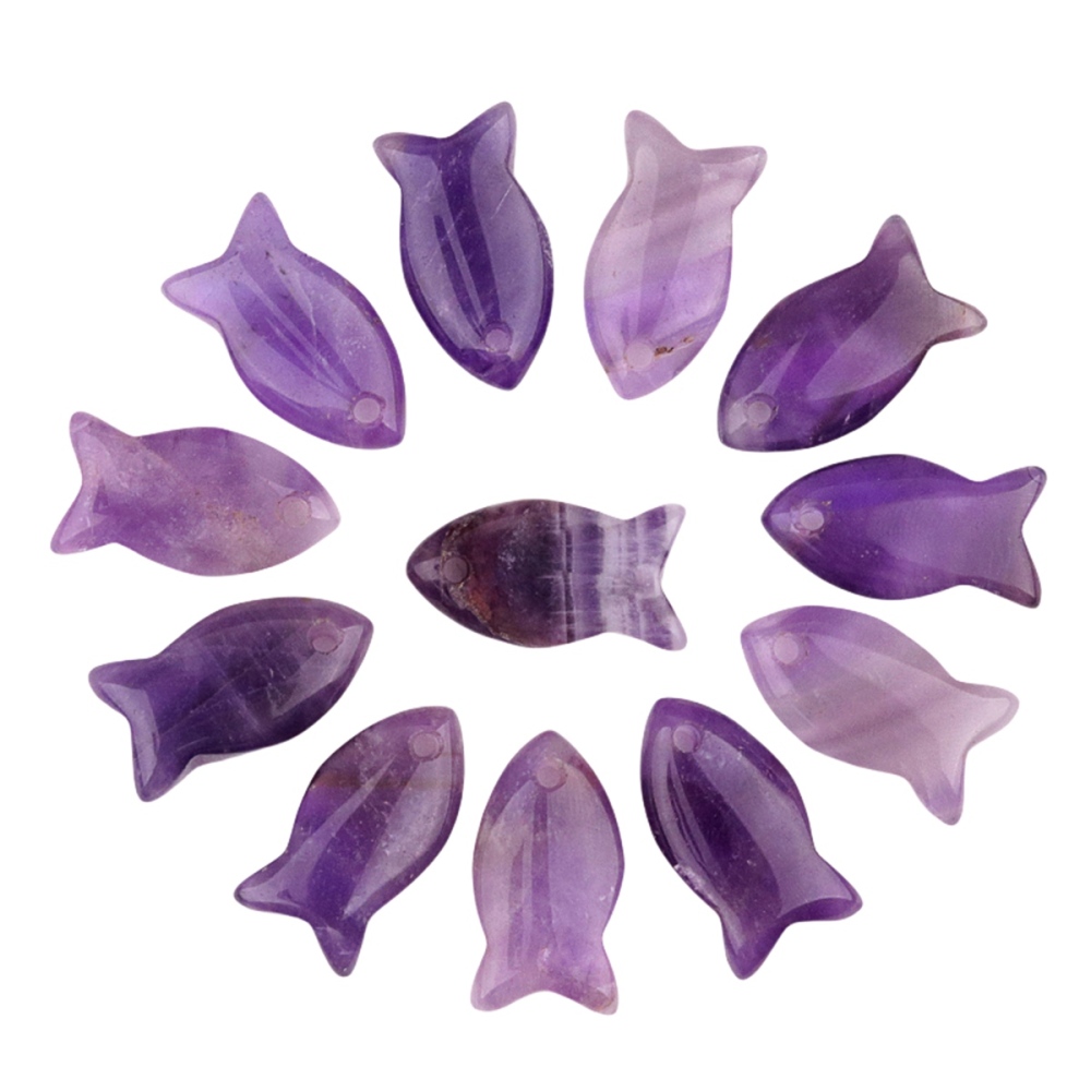 Handmade Craved Fish Gemstone Pendant for Making Jewelry 20X38MM
