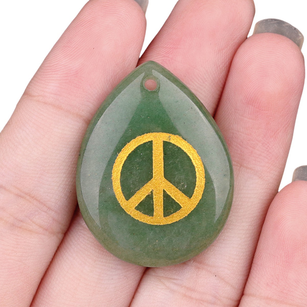 Gold Directional Sign " Peace " Teardrop Gemstone Pendant for Making Jewelry