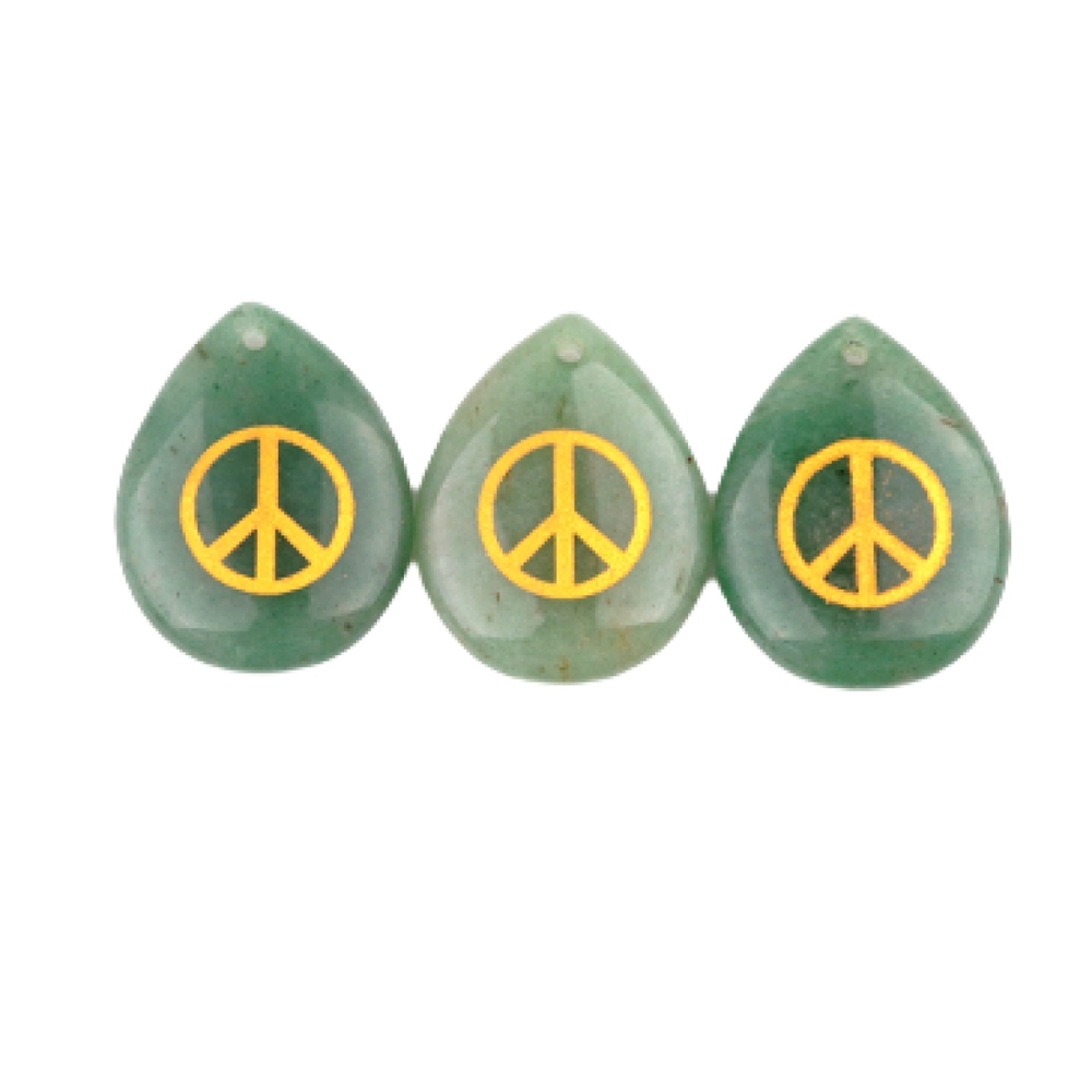Gold Directional Sign " Peace " Teardrop Gemstone Pendant for Making Jewelry