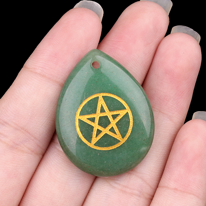 Gold Directional Sign " Pentagram" Teardrop Gemstone Pendant for Making Jewelry