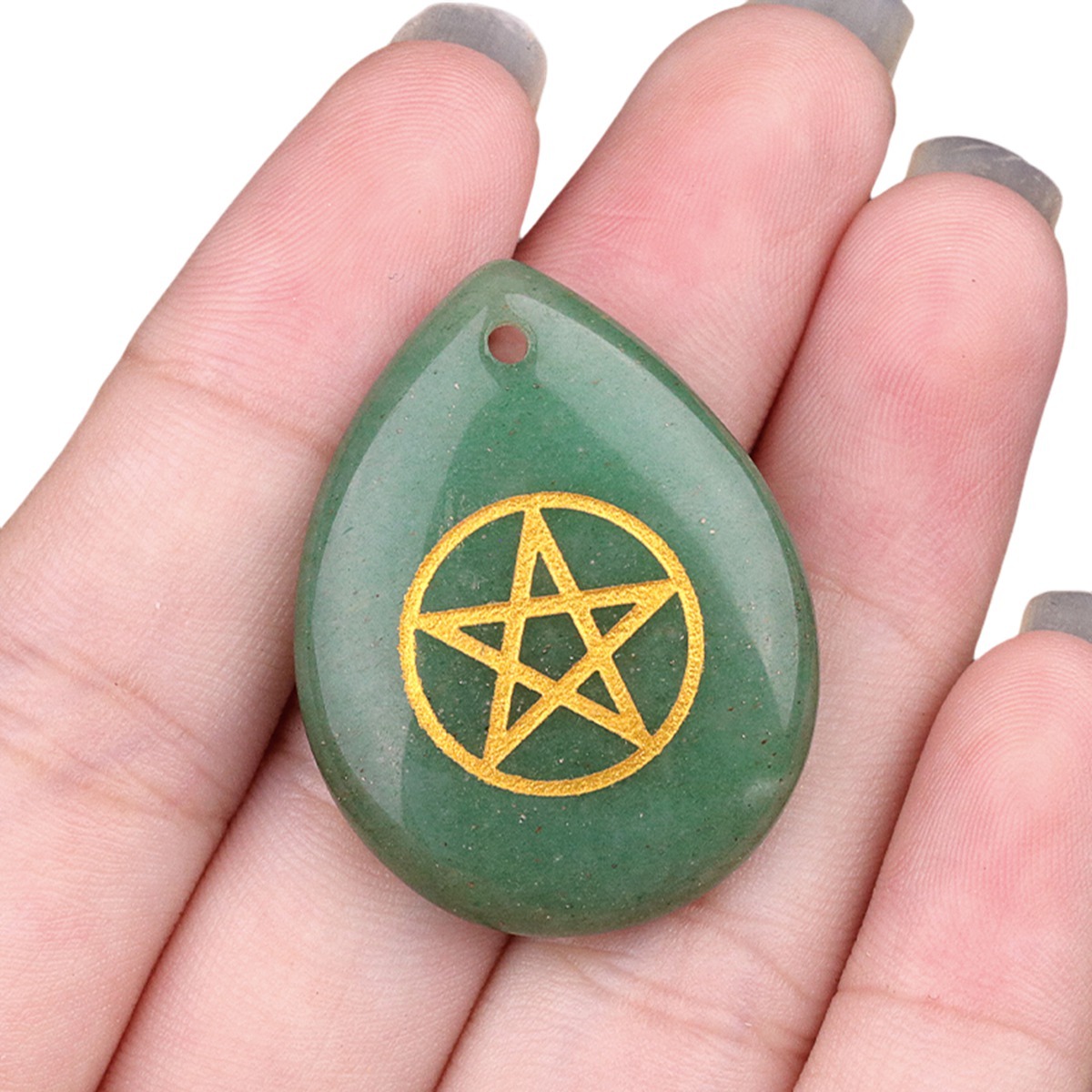 Gold Directional Sign " Pentagram" Teardrop Gemstone Pendant for Making Jewelry