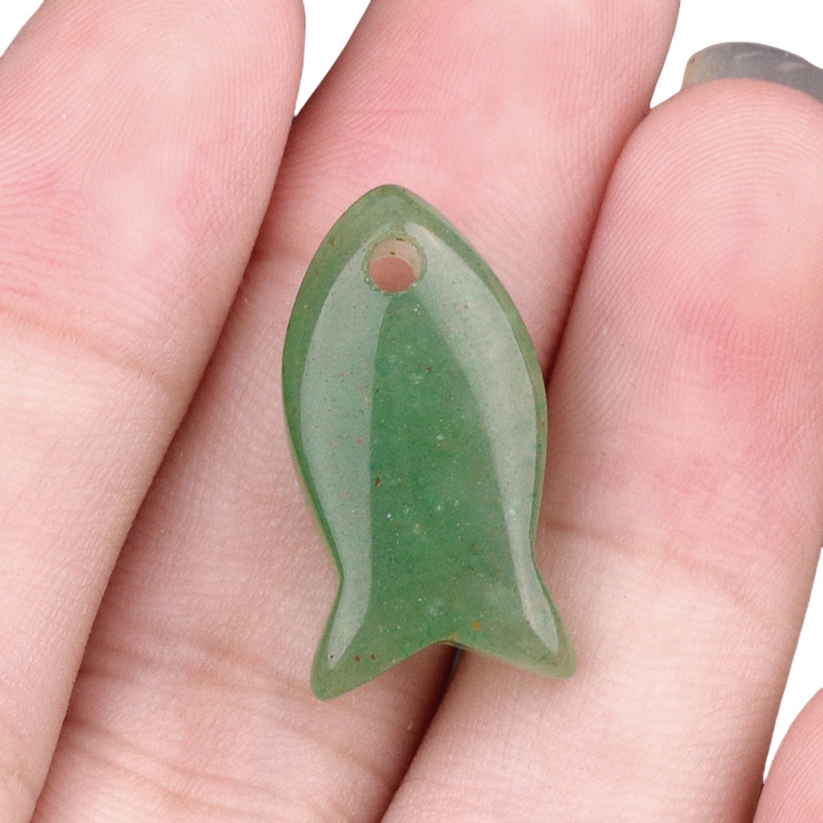 Handmade Craved Fish Gemstone Pendant for Making Jewelry 20X38MM