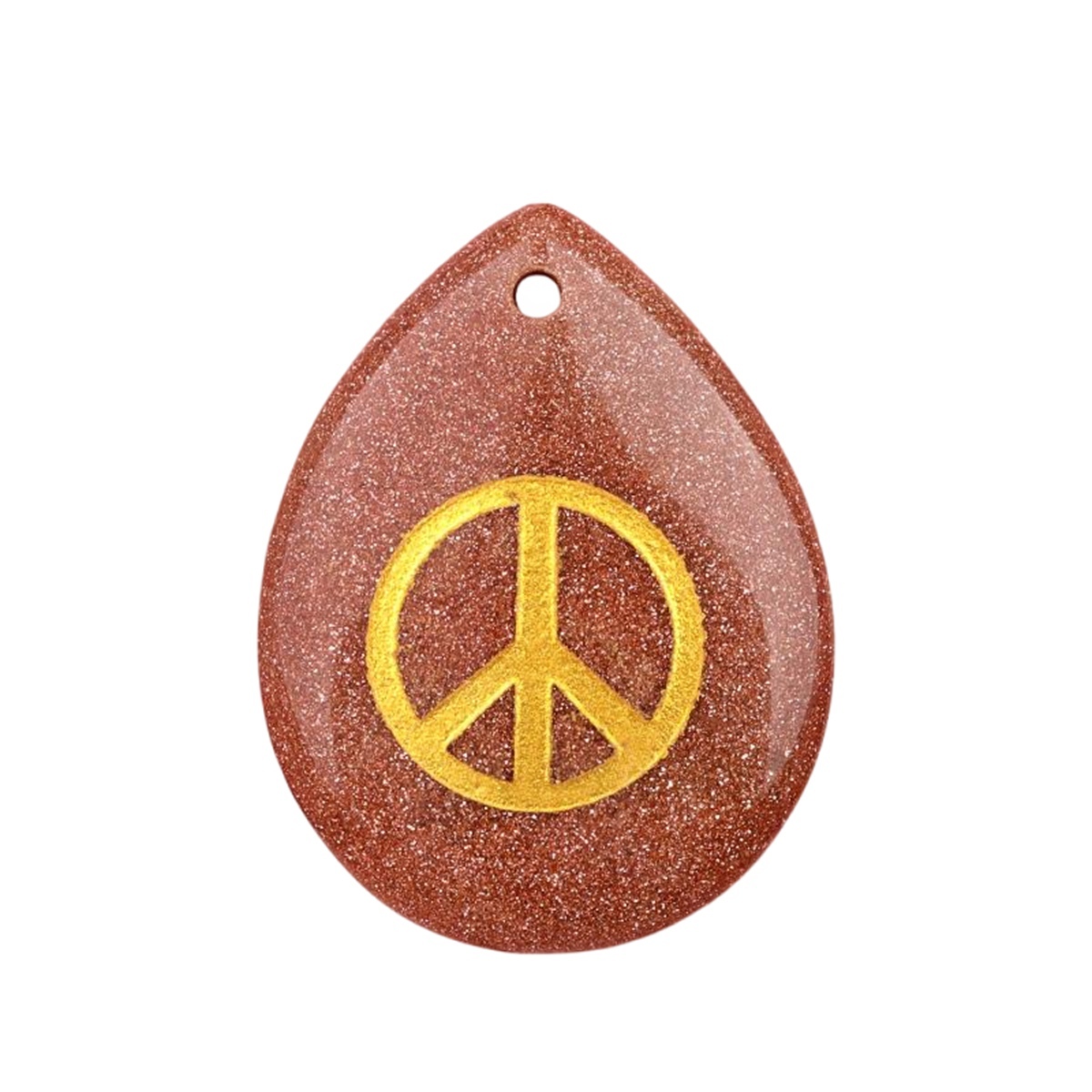 Gold Directional Sign " Peace " Teardrop Gemstone Pendant for Making Jewelry