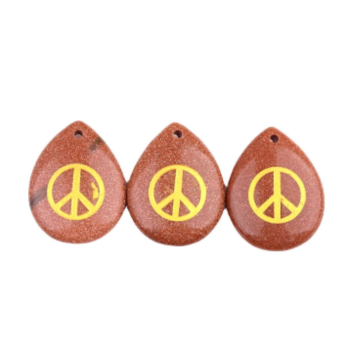 Gold Directional Sign " Peace " Teardrop Gemstone Pendant for Making Jewelry