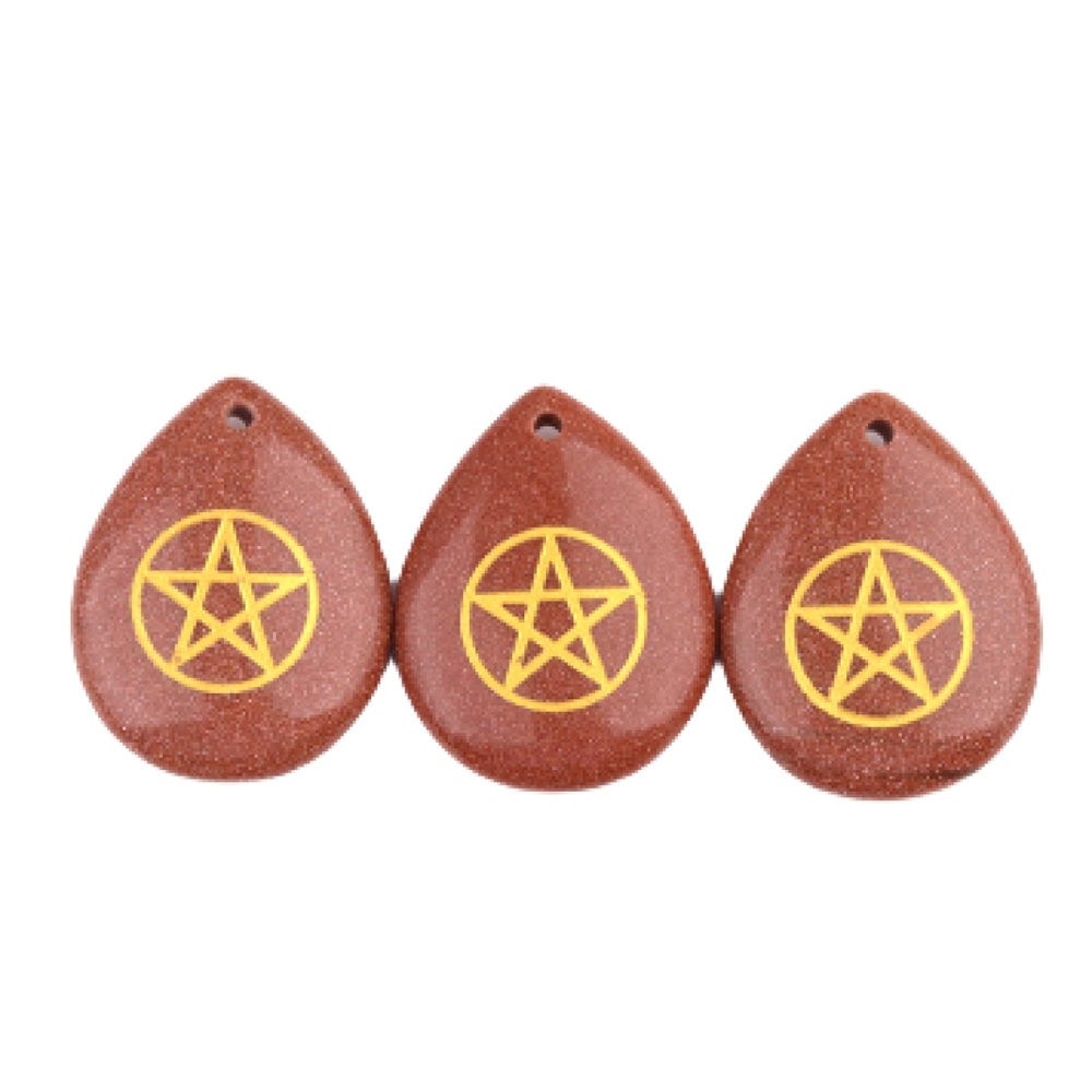 Gold Directional Sign " Pentagram" Teardrop Gemstone Pendant for Making Jewelry