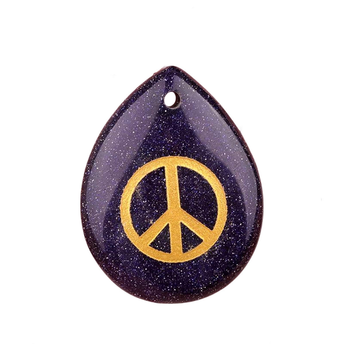 Gold Directional Sign " Peace " Teardrop Gemstone Pendant for Making Jewelry