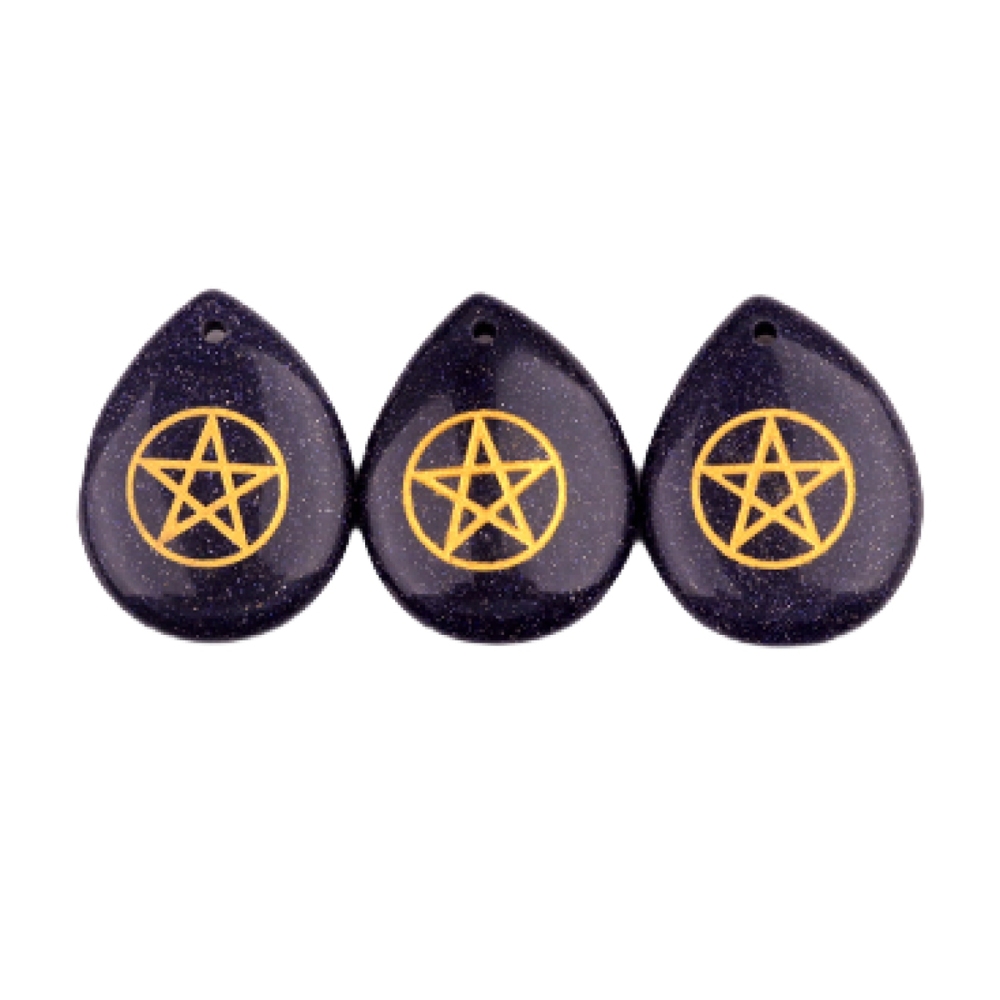 Gold Directional Sign " Pentagram" Teardrop Gemstone Pendant for Making Jewelry
