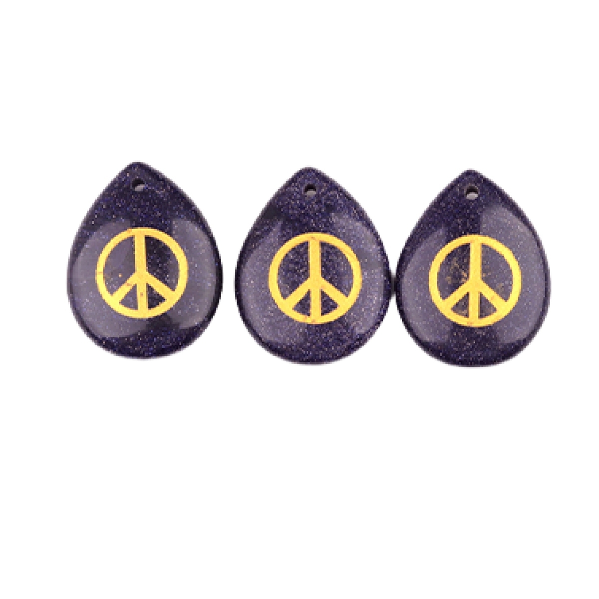 Gold Directional Sign " Peace " Teardrop Gemstone Pendant for Making Jewelry