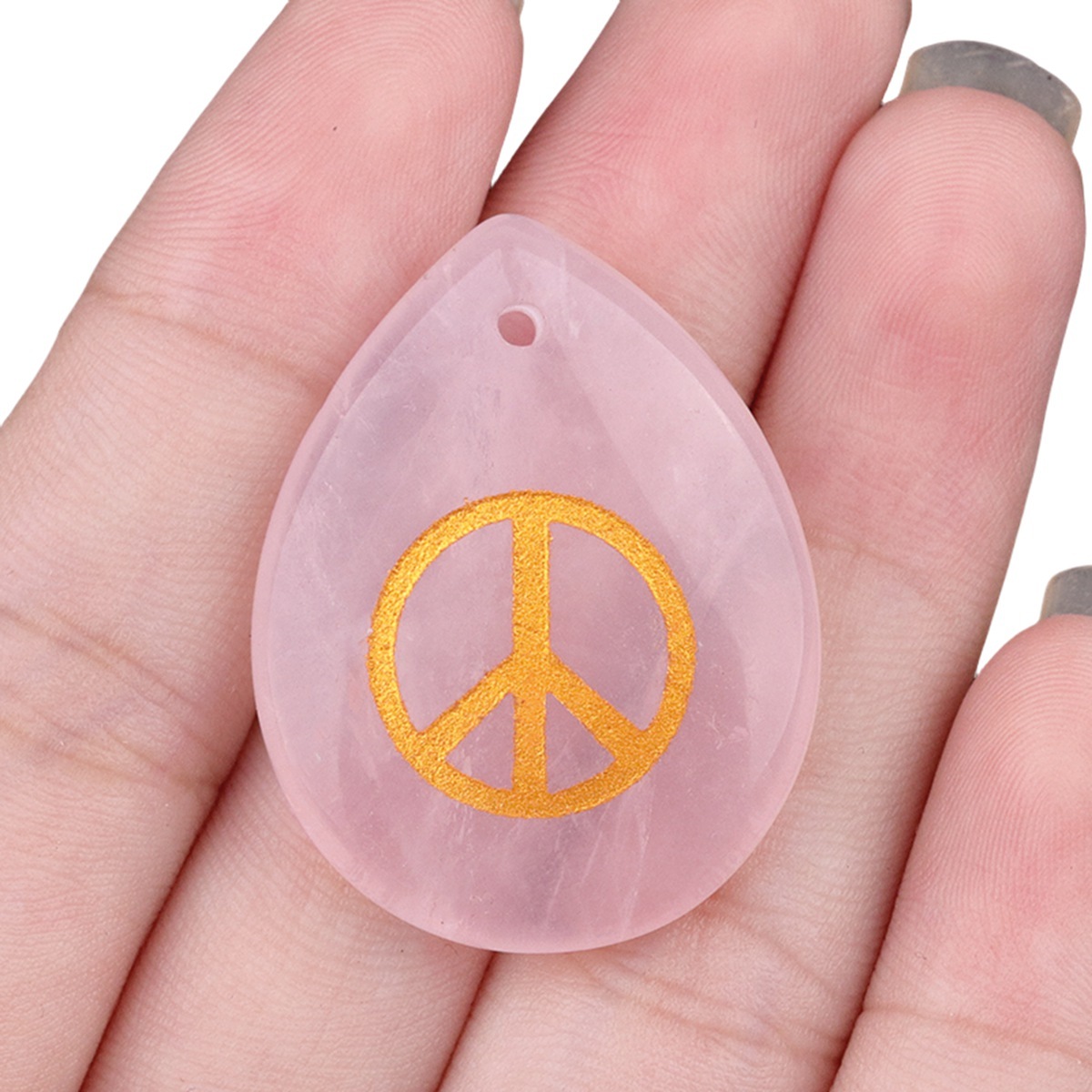 Gold Directional Sign " Peace " Teardrop Gemstone Pendant for Making Jewelry