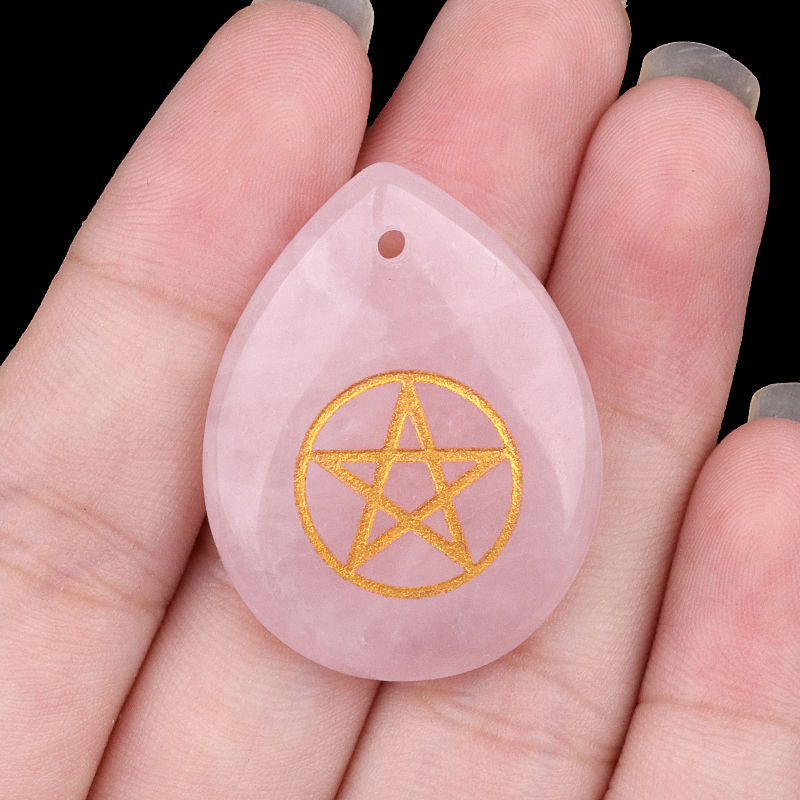 Gold Directional Sign " Pentagram" Teardrop Gemstone Pendant for Making Jewelry