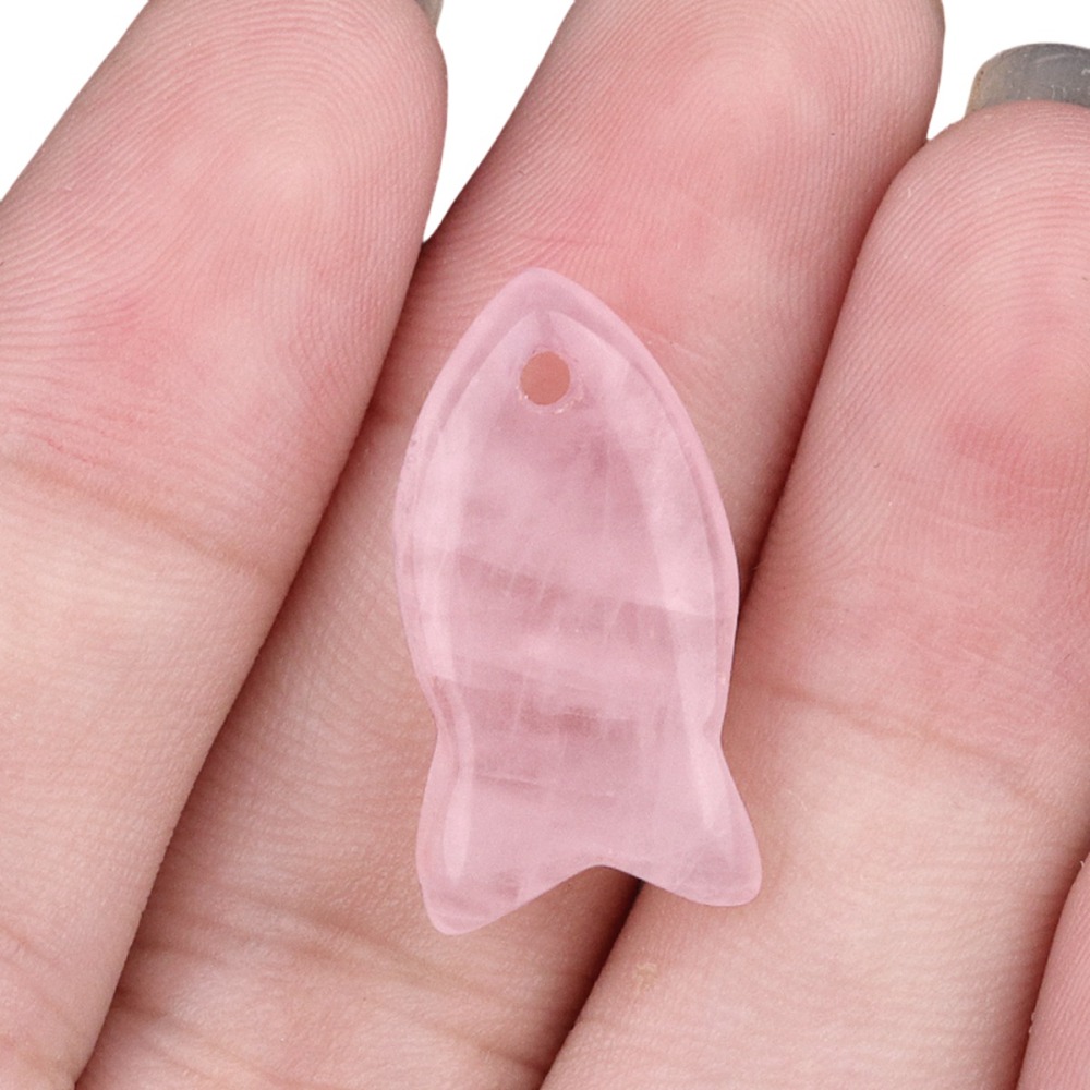 Handmade Craved Fish Gemstone Pendant for Making Jewelry 20X38MM