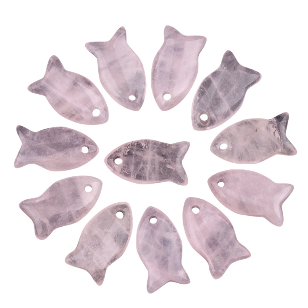 Handmade Craved Fish Gemstone Pendant for Making Jewelry 20X38MM