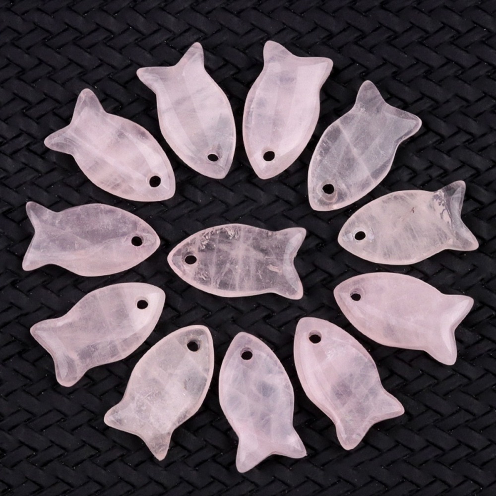 Handmade Craved Fish Gemstone Pendant for Making Jewelry 20X38MM