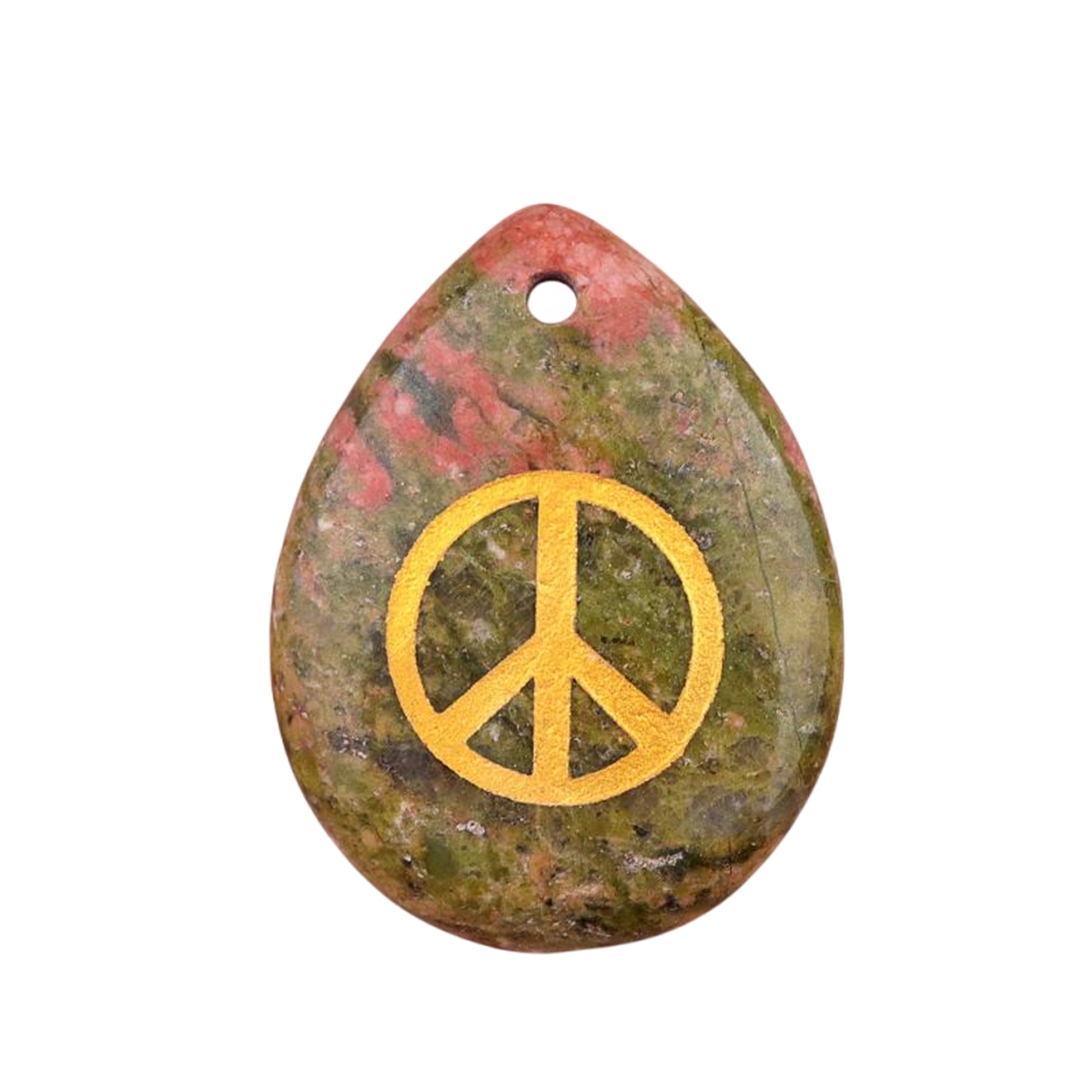 Gold Directional Sign " Peace " Teardrop Gemstone Pendant for Making Jewelry