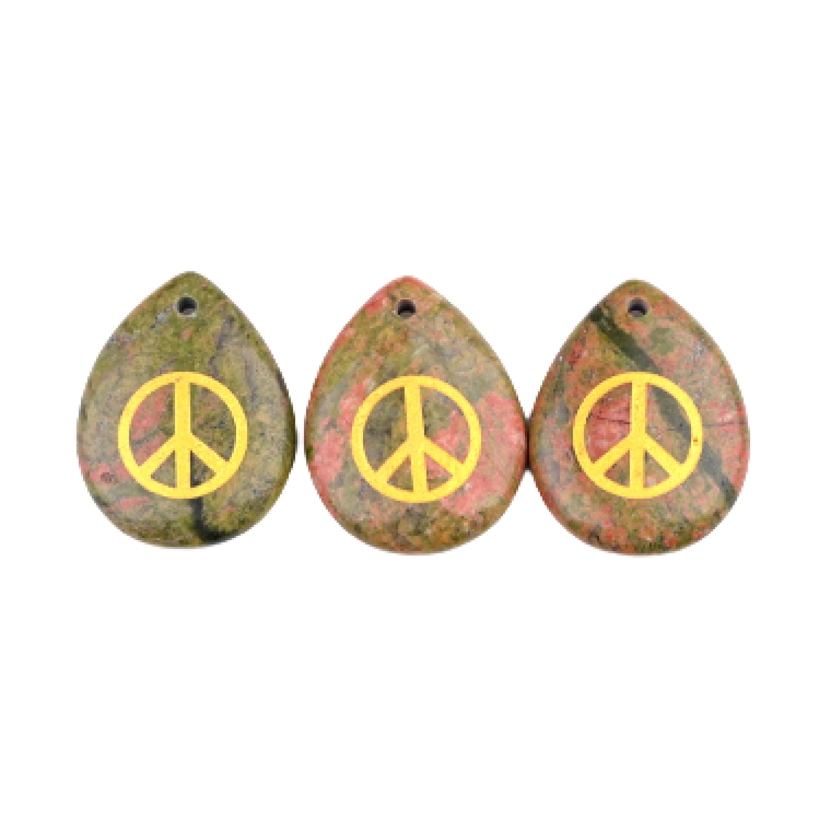Gold Directional Sign " Peace " Teardrop Gemstone Pendant for Making Jewelry
