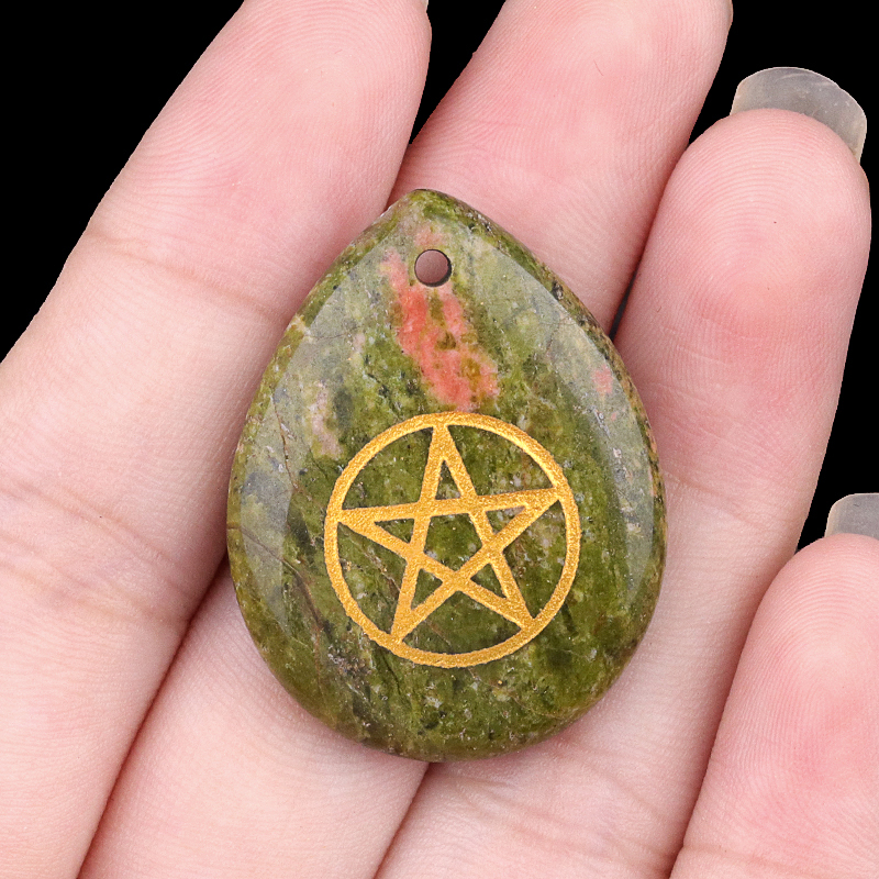 Gold Directional Sign " Pentagram" Teardrop Gemstone Pendant for Making Jewelry