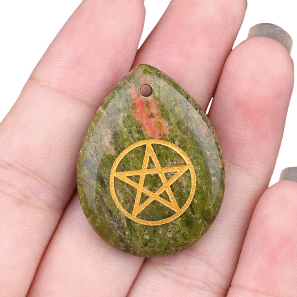 Gold Directional Sign " Pentagram" Teardrop Gemstone Pendant for Making Jewelry