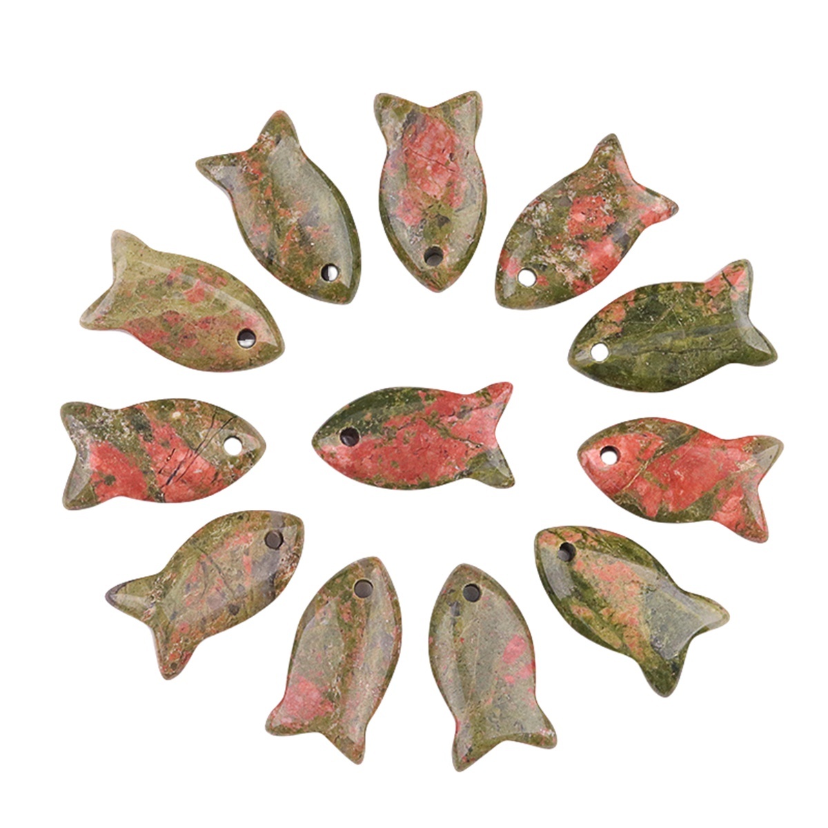 Handmade Craved Fish Gemstone Pendant for Making Jewelry 12X20MM