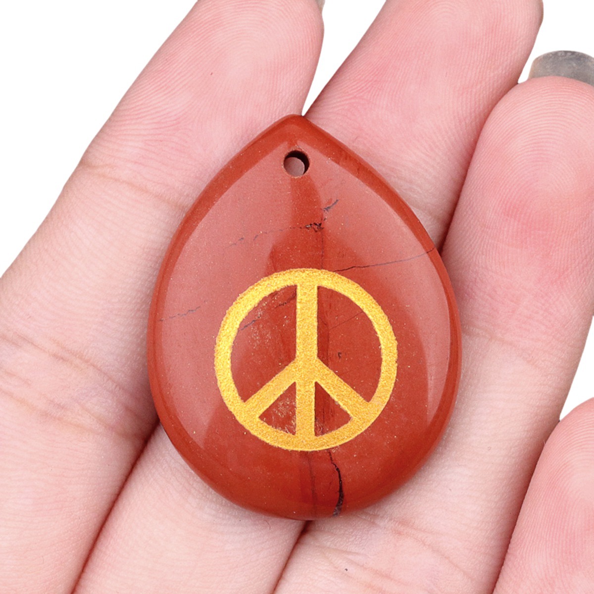 Gold Directional Sign " Peace " Teardrop Gemstone Pendant for Making Jewelry