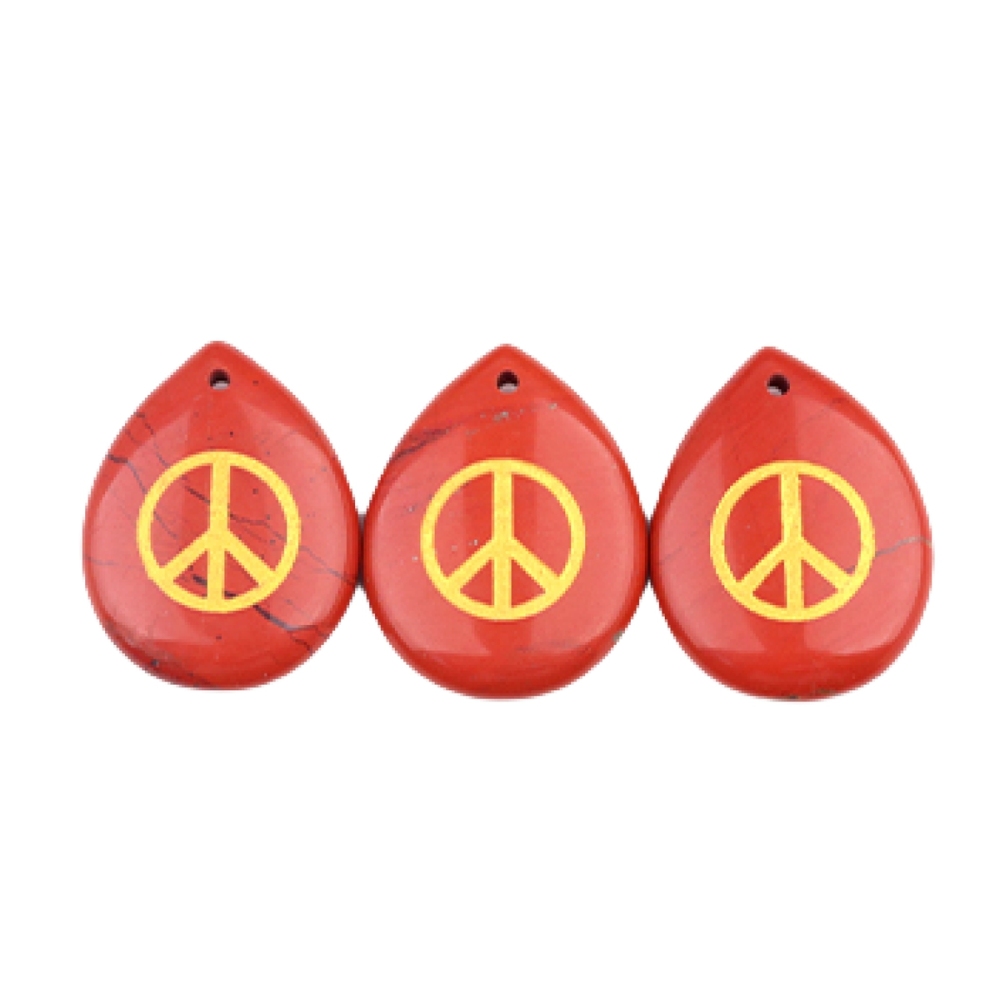 Gold Directional Sign " Peace " Teardrop Gemstone Pendant for Making Jewelry