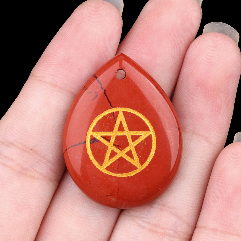 Gold Directional Sign " Pentagram" Teardrop Gemstone Pendant for Making Jewelry